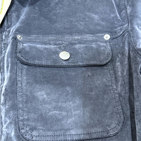 🌶️Stylish Gray velvet flocked denim Jacket - Picture 5 of 9